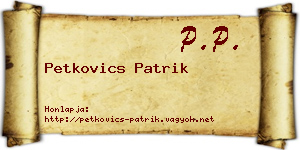 Petkovics Patrik névjegykártya